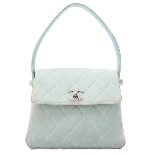 CHANEL Suede Matelasse Single One-Shoulder Sky Blue Silver-Tone Hardware, Pre-Owned