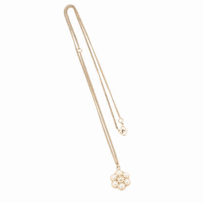 CHANEL Coco Mark B15B Necklace GP x Faux Pearl Champagne Gold (Gold Plating) Gold-Tone Hardware, Pre-Owned