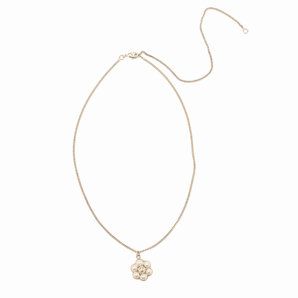 CHANEL Coco Mark B15B Necklace GP x Faux Pearl Champagne Gold (Gold Plating) Gold-Tone Hardware, Pre-Owned