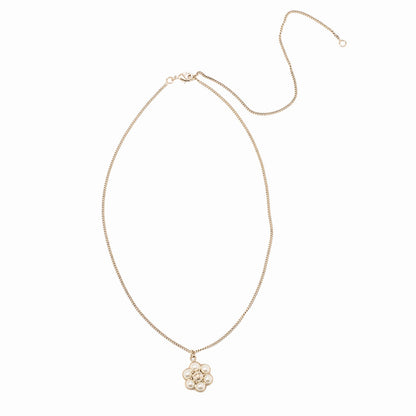 CHANEL Coco Mark B15B Necklace GP x Faux Pearl Champagne Gold (Gold Plating) Gold-Tone Hardware, Pre-Owned