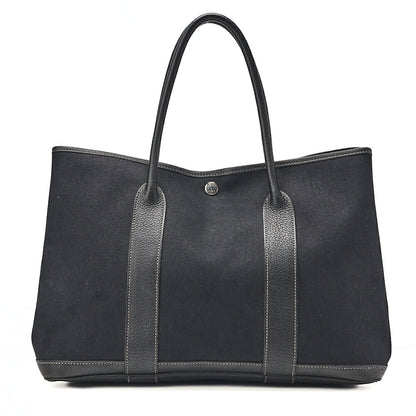HERMES エルメス ガーデンパーティPM ハンドバッグ トワルオフィシエ ブラック シルバー金具 中古品