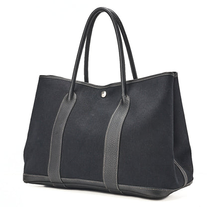 HERMES エルメス ガーデンパーティPM ハンドバッグ トワルオフィシエ ブラック シルバー金具 中古品