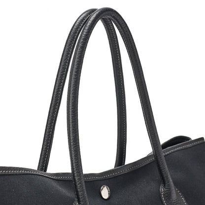 HERMES エルメス ガーデンパーティPM ハンドバッグ トワルオフィシエ ブラック シルバー金具 中古品