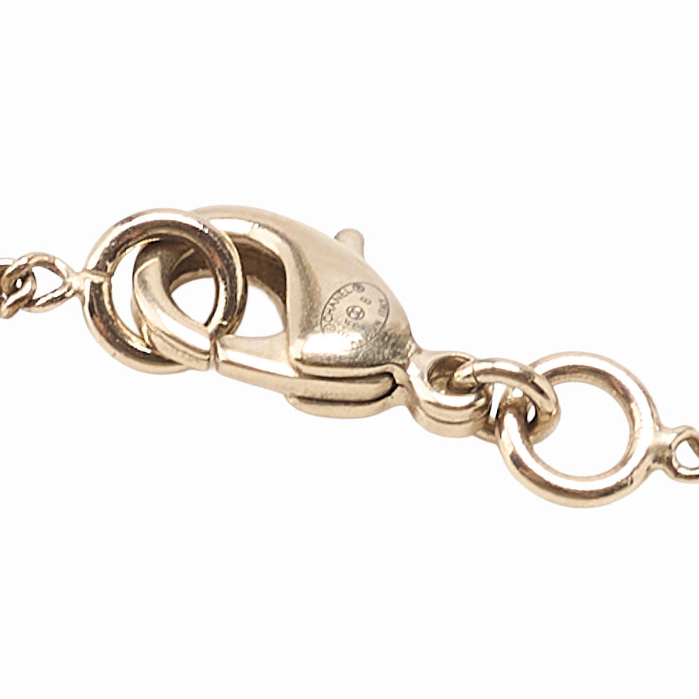 CHANEL Coco Mark B15B Necklace GP x Faux Pearl Champagne Gold (Gold Plating) Gold-Tone Hardware, Pre-Owned