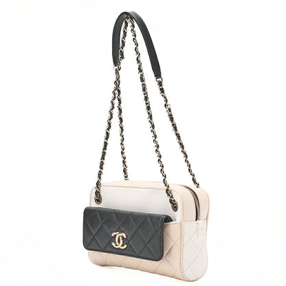 CHANEL Chanel Matelasse Coco Mark Chain Shoulder Bag Calfskin Bicolor Gold-Tone Hardware, Pre-Owned