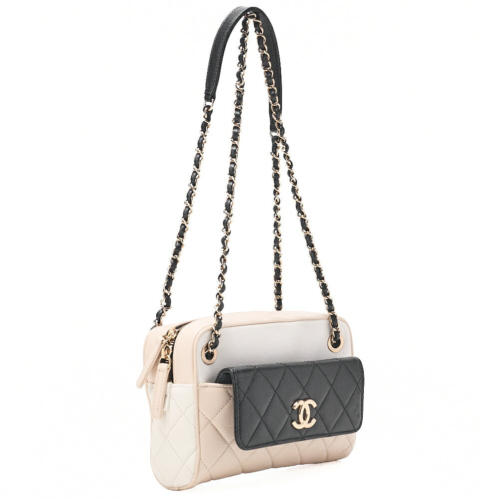 CHANEL Chanel Matelasse Coco Mark Chain Shoulder Bag Calfskin Bicolor Gold-Tone Hardware, Pre-Owned