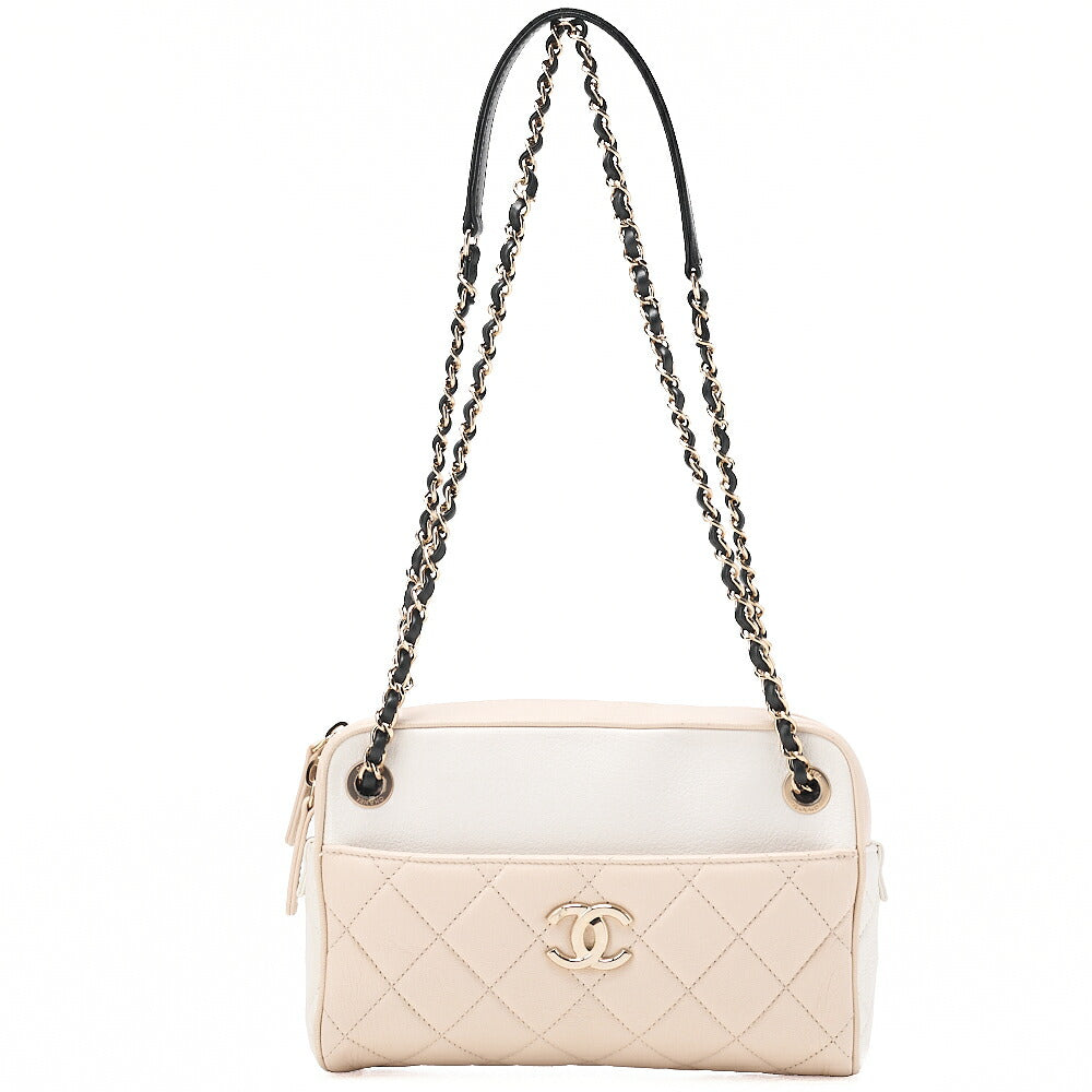 CHANEL Chanel Matelasse Coco Mark Chain Shoulder Bag Calfskin Bicolor Gold-Tone Hardware, Pre-Owned