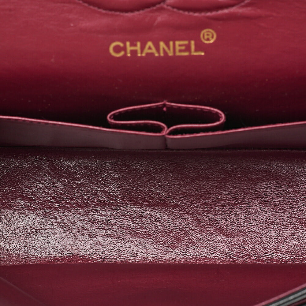 CHANEL Lambskin Matelasse Double Flap 25cm Chain Shoulder Black Gold-Tone Hardware, Pre-Owned