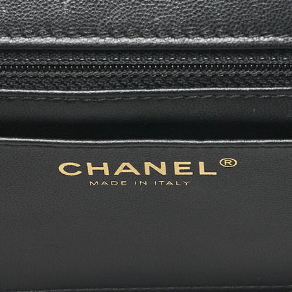 CHANEL Chain Shoulder Bag Mini Matelasse 17cm Calfskin Single Flap Turn Lock Black Gold-Tone Hardware, Pre-Owned