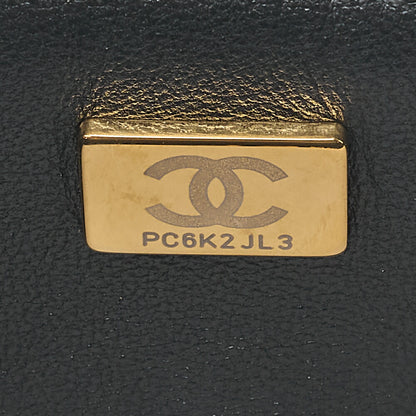 CHANEL Chain Shoulder Bag Mini Matelasse 17cm Calfskin Single Flap Turn Lock Black Gold-Tone Hardware, Pre-Owned