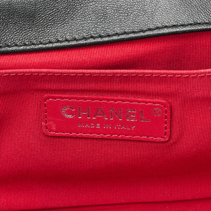 CHANEL Tweed X Lambskin Boy Chanel Braided Logo Mark Chain Shoulder Black Silver-Tone Hardware, Pre-Owned