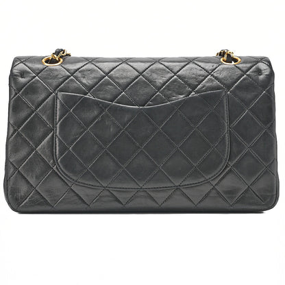 CHANEL Chain Shoulder Bag Matelasse Double Flap 25cm Lambskin Black Gold-Tone Hardware, Pre-Owned
