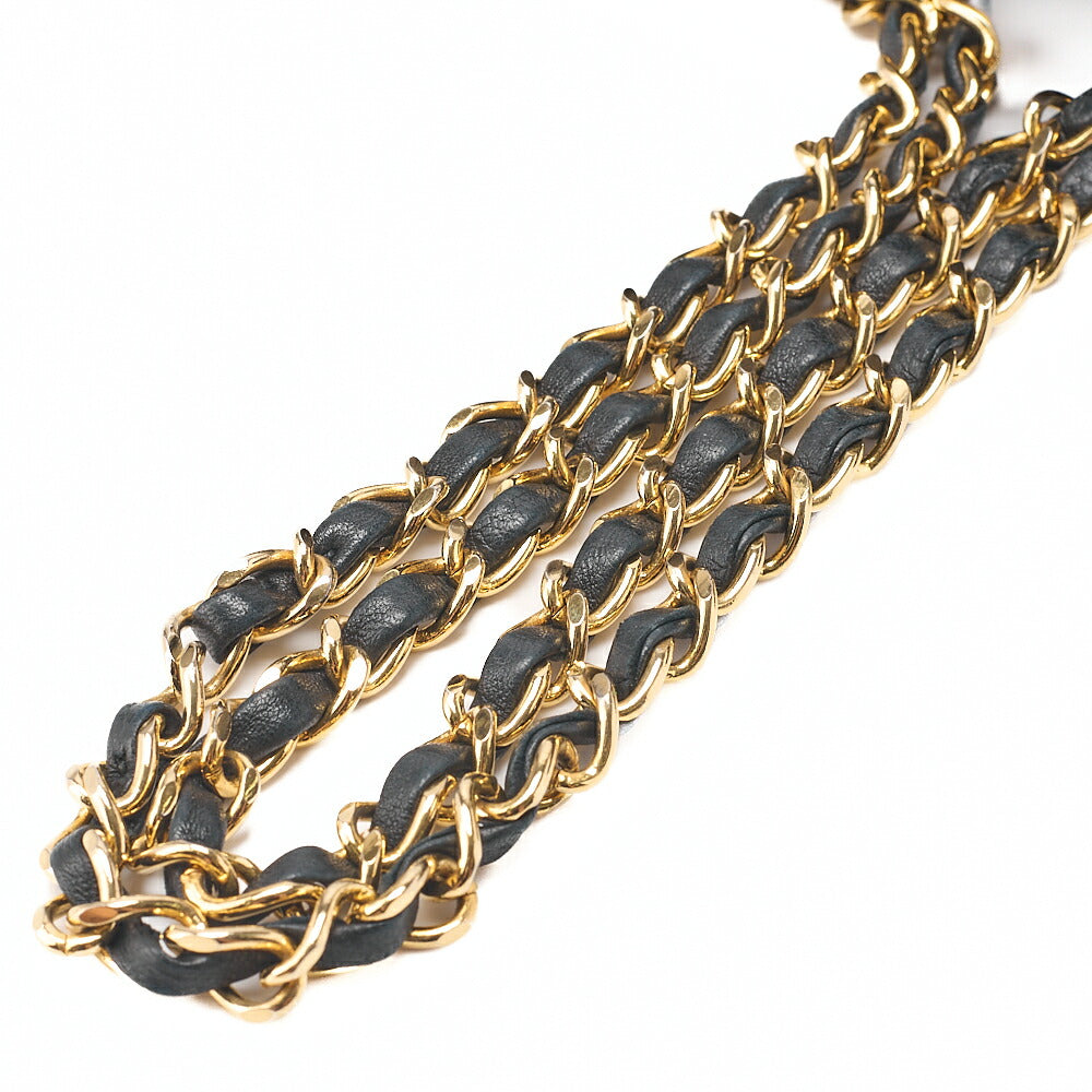 CHANEL Chain Shoulder Bag Matelasse Double Flap 25cm Lambskin Black Gold-Tone Hardware, Pre-Owned