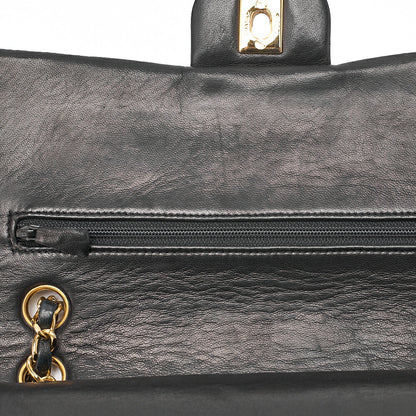 CHANEL Chain Shoulder Bag Matelasse Double Flap 25cm Lambskin Black Gold-Tone Hardware, Pre-Owned