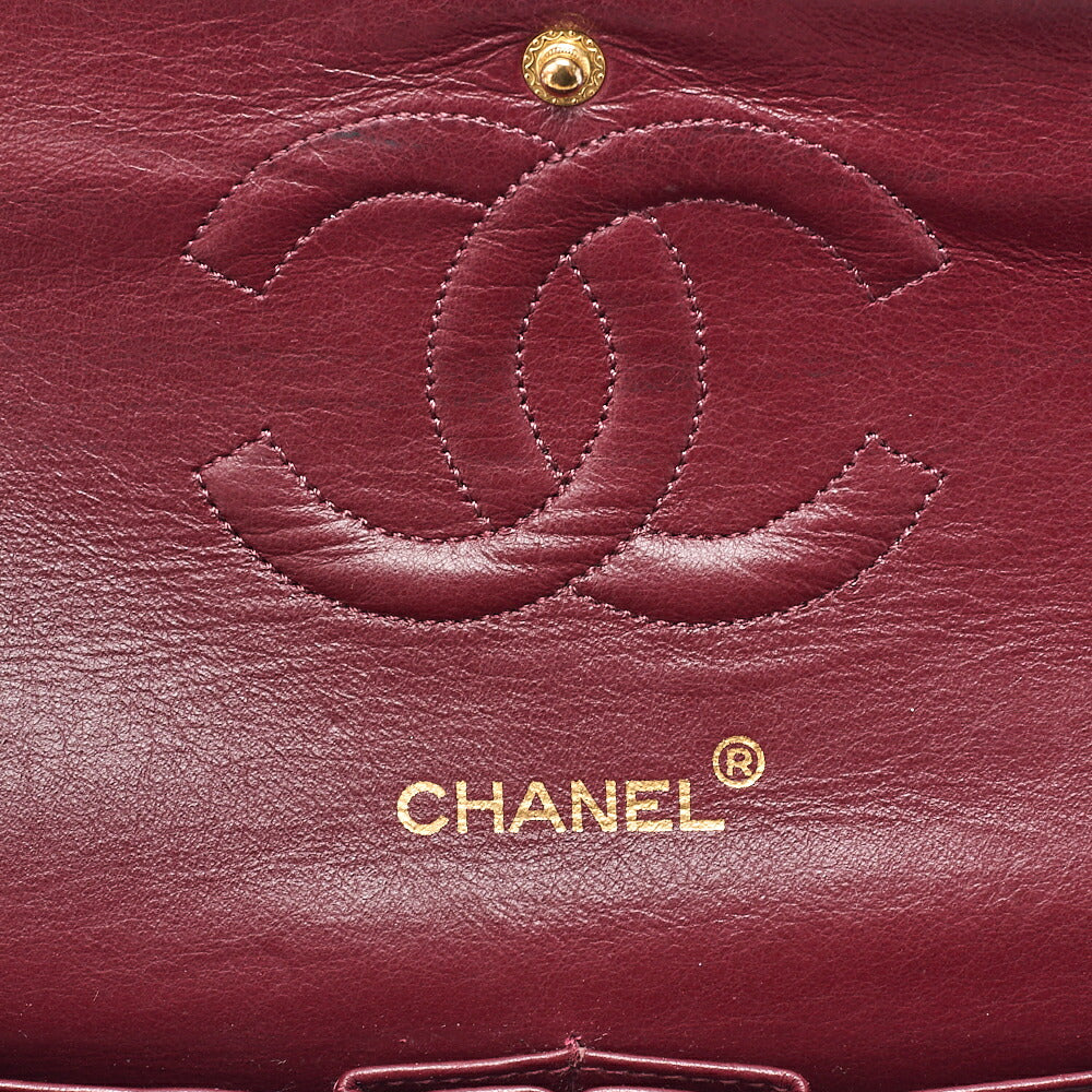 CHANEL Chain Shoulder Bag Matelasse Double Flap 25cm Lambskin Black Gold-Tone Hardware, Pre-Owned
