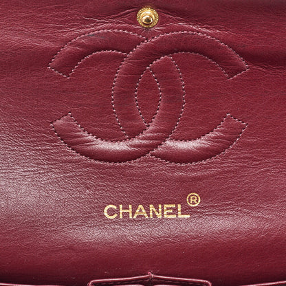 CHANEL Chain Shoulder Bag Matelasse Double Flap 25cm Lambskin Black Gold-Tone Hardware, Pre-Owned