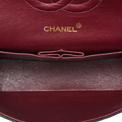 CHANEL Chain Shoulder Bag Matelasse Double Flap 25cm Lambskin Black Gold-Tone Hardware, Pre-Owned