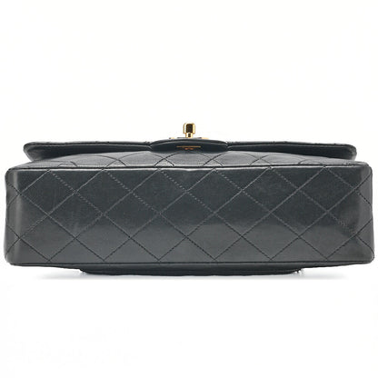 CHANEL Chain Shoulder Bag Matelasse Double Flap 25cm Lambskin Black Gold-Tone Hardware, Pre-Owned
