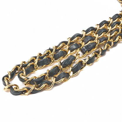 CHANEL Chain Shoulder Bag Matelasse Double Flap 25cm Lambskin Black Gold-Tone Hardware, Pre-Owned