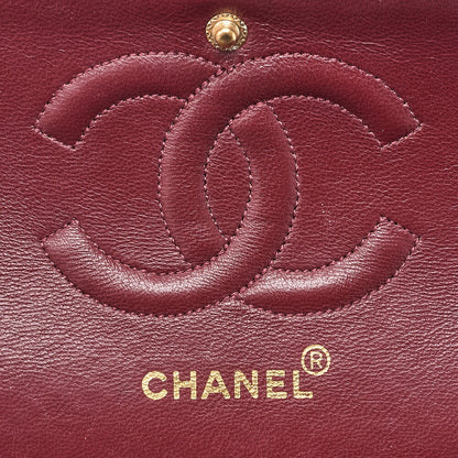 CHANEL Chain Shoulder Bag Matelasse Double Flap 25cm Lambskin Black Gold-Tone Hardware, Pre-Owned
