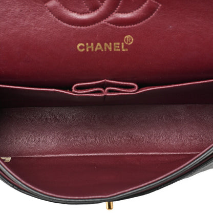 CHANEL Chain Shoulder Bag Matelasse Double Flap 25cm Lambskin Black Gold-Tone Hardware, Pre-Owned