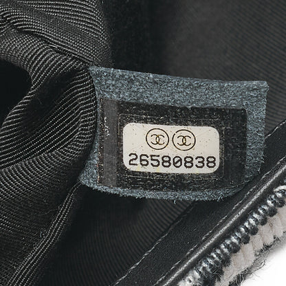 CHANEL Corduroy x Lambskin Camellia Line Chain Shoulder White x Black Gold-Tone Hardware, Pre-Owned