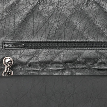 CHANEL 2.55 Chain Shoulder Bag Matelasse Double Flap Vintage Calf Black Silver-Tone Hardware, Pre-Owned