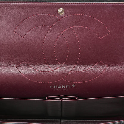 CHANEL 2.55 Chain Shoulder Bag Matelasse Double Flap Vintage Calf Black Silver-Tone Hardware, Pre-Owned