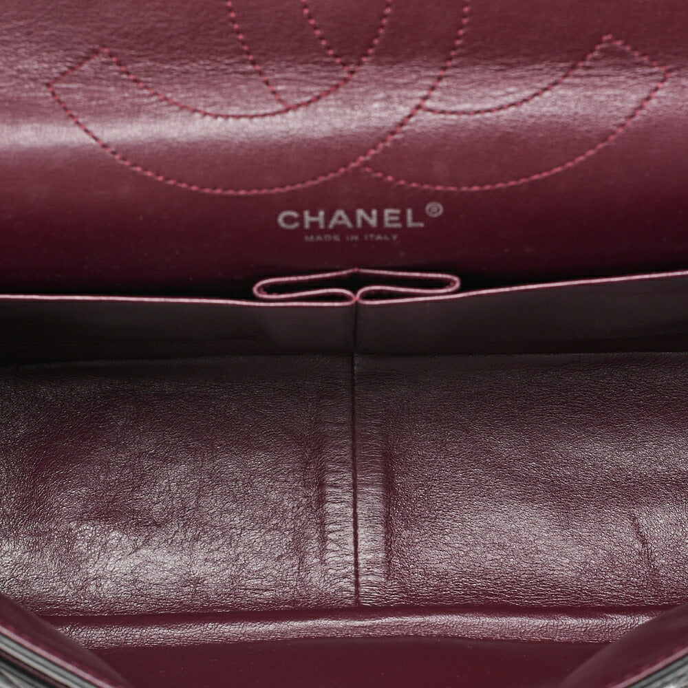 CHANEL 2.55 Chain Shoulder Bag Matelasse Double Flap Vintage Calf Black Silver-Tone Hardware, Pre-Owned