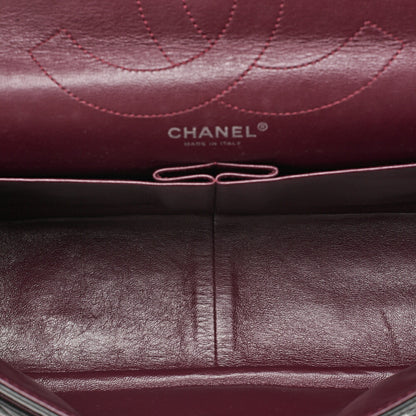 CHANEL 2.55 Chain Shoulder Bag Matelasse Double Flap Vintage Calf Black Silver-Tone Hardware, Pre-Owned