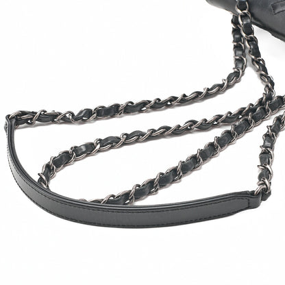 CHANEL Vintage Calf Matelasse Top Coco Mark Full Flap Chain Shoulder Black Silver-Tone Hardware, Pre-Owned