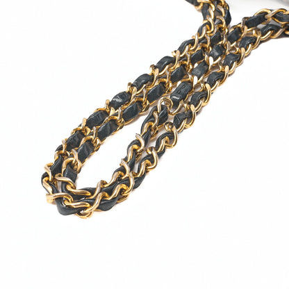 CHANEL Lambskin Matelasse Double Flap 25cm Chain Shoulder Black Gold-Tone Hardware, Pre-Owned