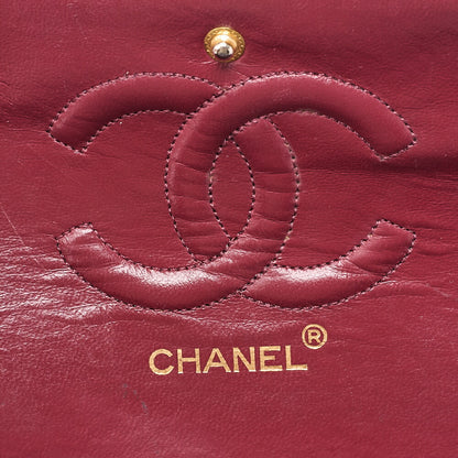 CHANEL Lambskin Matelasse Double Flap 25cm Chain Shoulder Black Gold-Tone Hardware, Pre-Owned