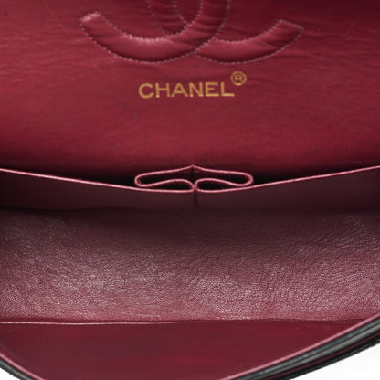 CHANEL Lambskin Matelasse Double Flap 25cm Chain Shoulder Black Gold-Tone Hardware, Pre-Owned