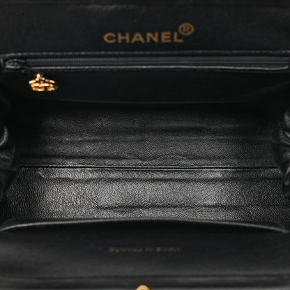 CHANEL Lambskin Matelasse Coco Mark Kiss Clasp Chain Shoulder Black Gold-Tone Hardware, Pre-Owned