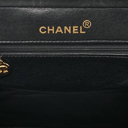 CHANEL Lambskin Matelasse Coco Mark Kiss Clasp Chain Shoulder Black Gold-Tone Hardware, Pre-Owned