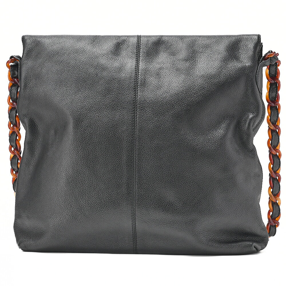 CHANEL Tote Bag Coco Mark Tortoiseshell Pattern Caviar Skin Black Gold-Tone Hardware, Pre-Owned