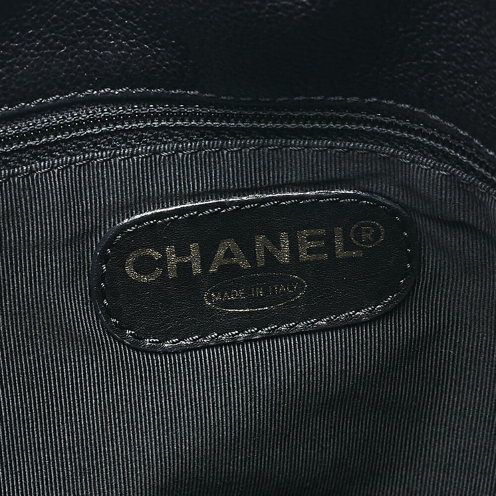 CHANEL Tote Bag Coco Mark Tortoiseshell Pattern Caviar Skin Black Gold-Tone Hardware, Pre-Owned