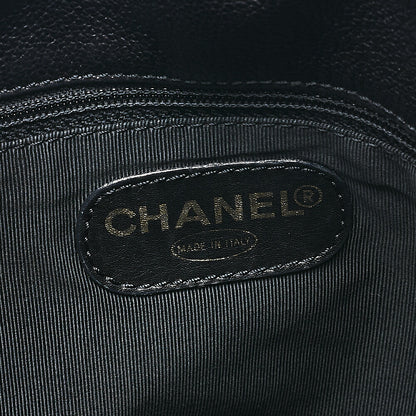 CHANEL Tote Bag Coco Mark Tortoiseshell Pattern Caviar Skin Black Gold-Tone Hardware, Pre-Owned