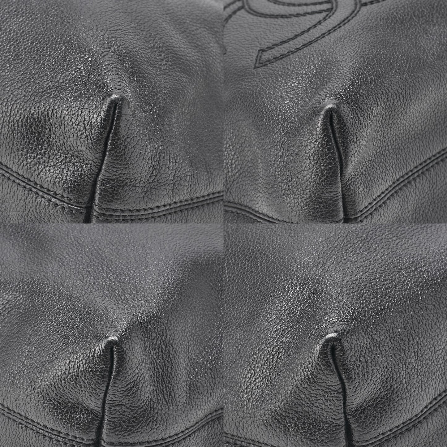 CHANEL Tote Bag Coco Mark Tortoiseshell Pattern Caviar Skin Black Gold-Tone Hardware, Pre-Owned
