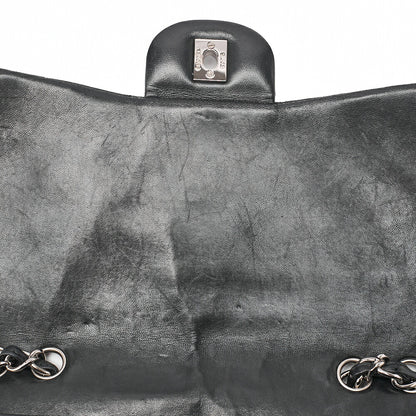 CHANEL Deka Matelasse 30 Turn Lock Chain Shoulder Bag Lambskin Black Silver-Tone Hardware, Pre-Owned