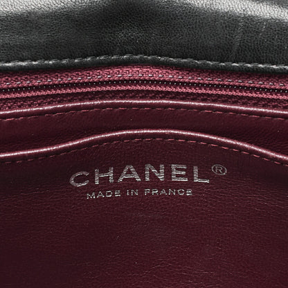 CHANEL Deka Matelasse 30 Turn Lock Chain Shoulder Bag Lambskin Black Silver-Tone Hardware, Pre-Owned