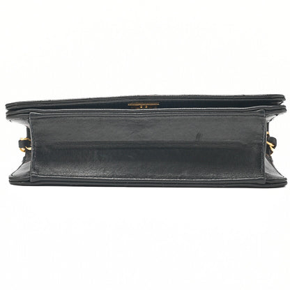 CHANEL Lambskin Matelasse Full Flap 19cm Push Lock Chain Shoulder Black Gold-Tone Hardware, Pre-Owned