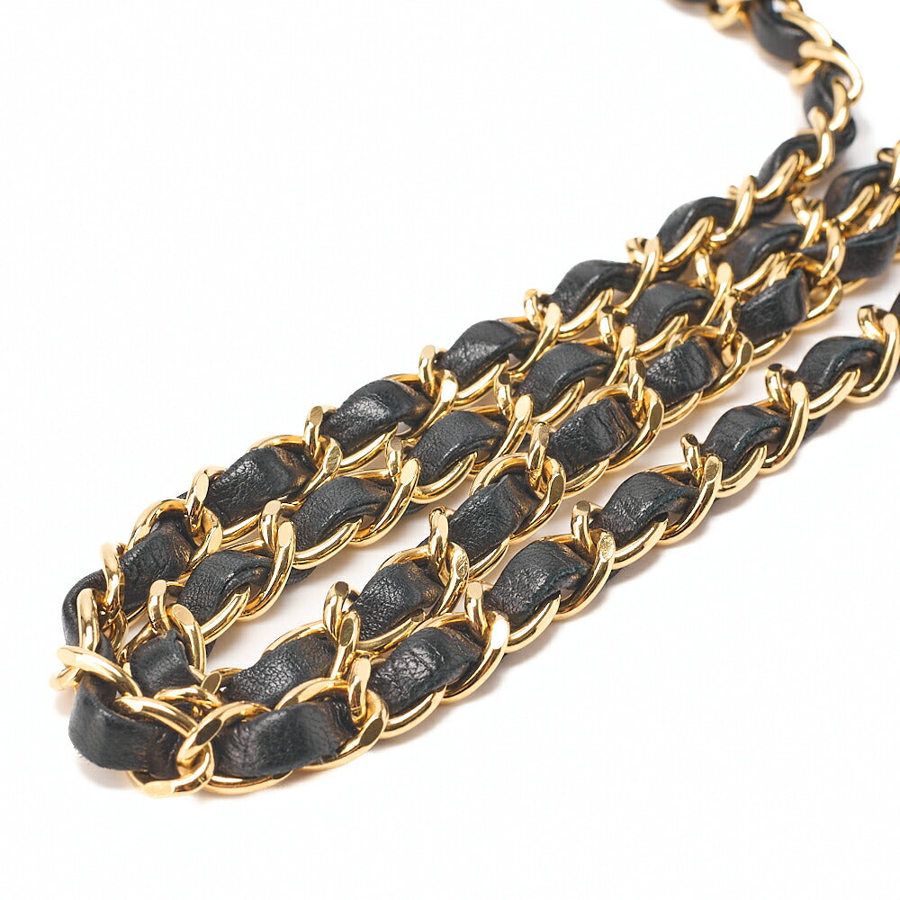 CHANEL Lambskin Matelasse Full Flap 19cm Push Lock Chain Shoulder Black Gold-Tone Hardware, Pre-Owned