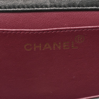 CHANEL Lambskin Matelasse Full Flap 19cm Push Lock Chain Shoulder Black Gold-Tone Hardware, Pre-Owned