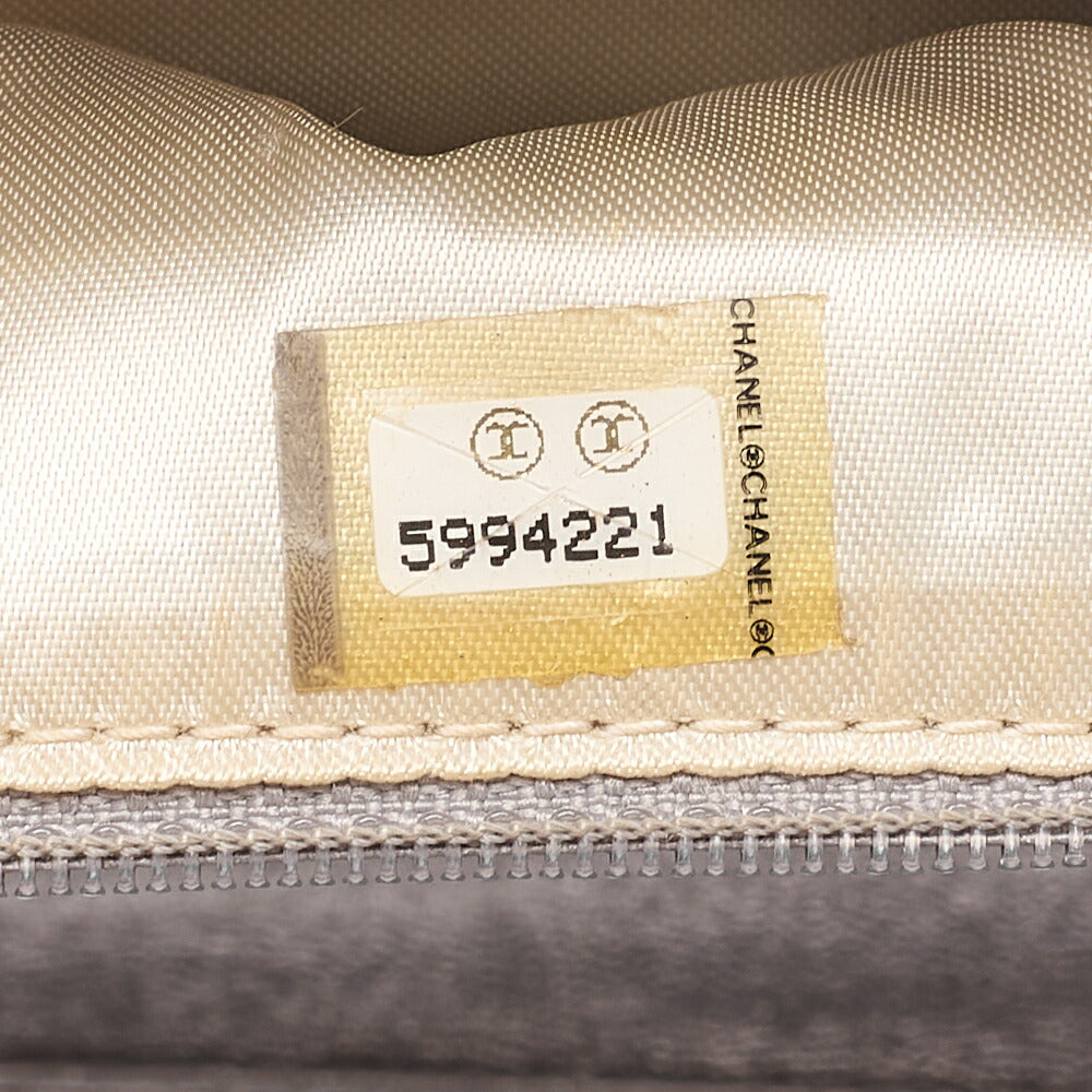 CHANEL Matelasse Coco Mark Chain Tote Linen Beige Silver-Tone Hardware, Pre-Owned