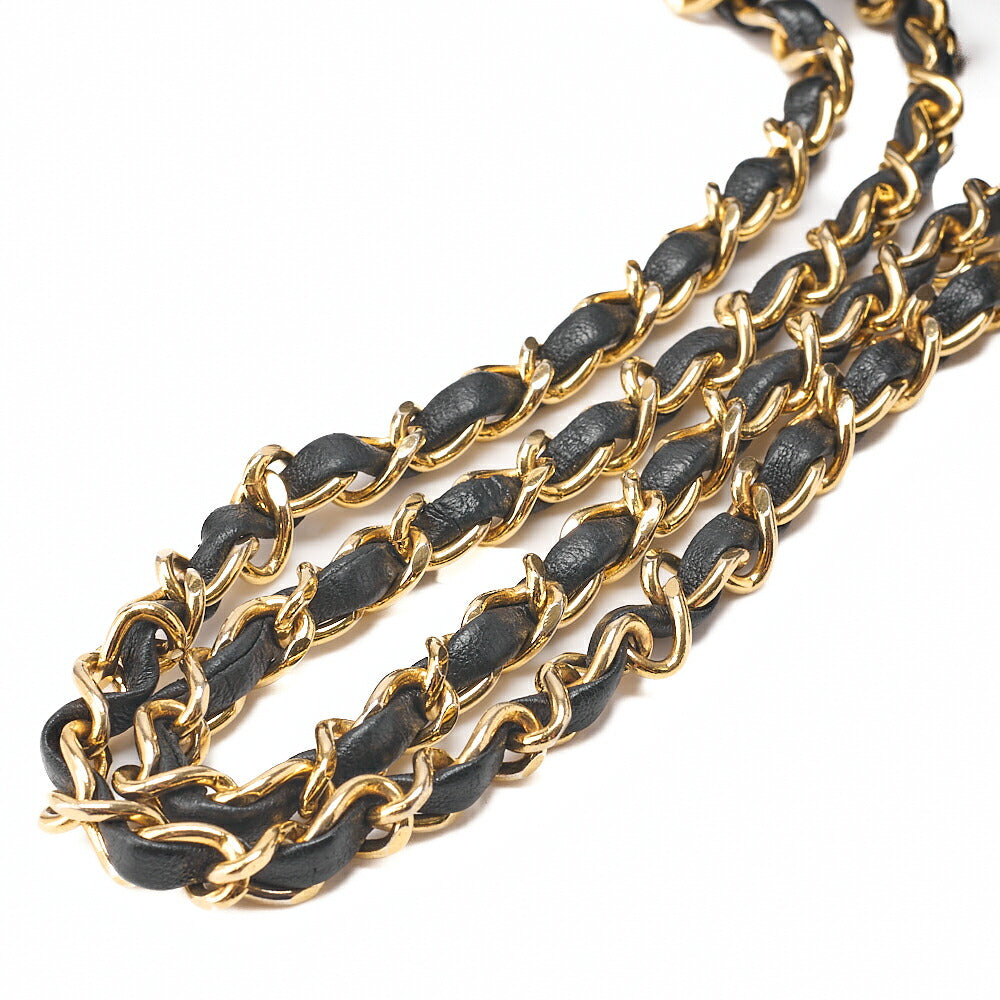 CHANEL Lambskin Matelasse Double Flap 25cm Chain Shoulder Black Gold-Tone Hardware, Pre-Owned