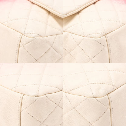 CHANEL Che Shoulder Bag Matelasse Caviar Skin Single Flap Bicolor White x Red Silver-Tone Hardware, Pre-Owned