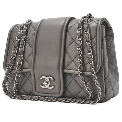CHANEL Chanel Matelasse Lambskin Turn Lock Single Chain Shoulder Khaki Silver-Tone Hardware, Pre-Owned