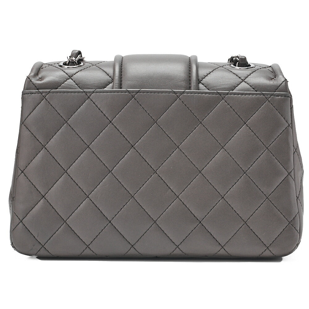 CHANEL Chanel Matelasse Lambskin Turn Lock Single Chain Shoulder Khaki Silver-Tone Hardware, Pre-Owned